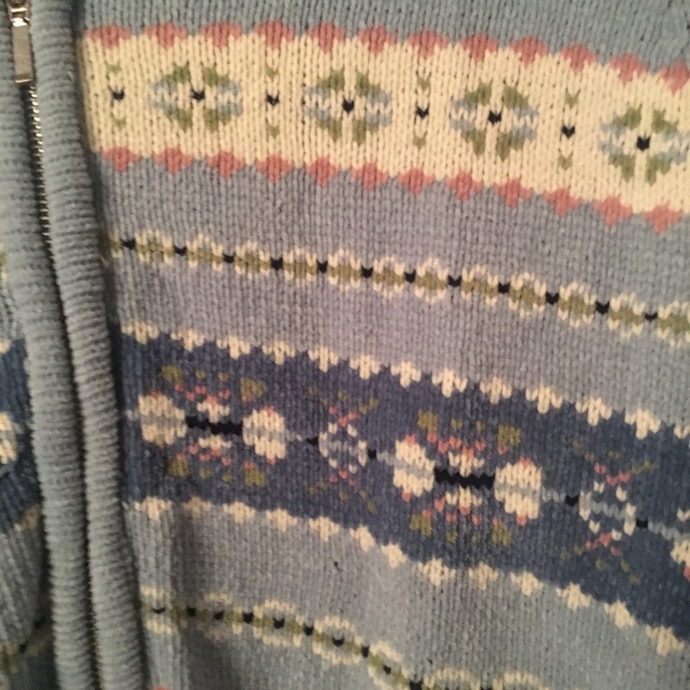 ✨ Fair Isle Knit Jacket Sweater Full Zip Hood Soft - Picture 8 of 8